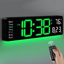 Relógio de parede digital MASHI, relógio digital de tela grande de 16" com controle remoto, relógio de parede com escurecimento automático e luz noturna, horário de verão, data da semana, temperatura para sala de estar, quarto, decoração, presente para idosos Relógio de parede digital MASHI, relógio digital de tela grande de 16" com controle remoto, relógio de parede com escurecimento automático e luz noturna, horário de verão, data da semana, temperatura para sala de estar, quarto, decoração, presente para idosos
