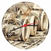 Relógio De Parede Dinheiro Dollar Finanças Decorar