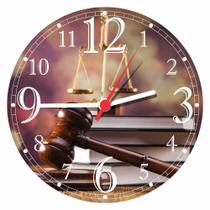 Relógio De Parede Direito Advogados Martelo Justiça Escritórios Salas Quartz Tamanho 40 Cm RC004