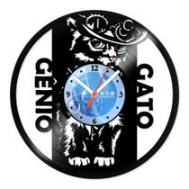 Relógio De Parede Disco Vinil Animais - Gato Gênio - VAN-185