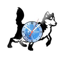 Relógio De Parede Disco Vinil Animais - Husky Siberiano - VAN-066 Relógio De Parede Disco Vinil Animais - Husky Siberiano - VAN-066