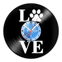 Relógio De Parede Disco Vinil Animais - Love Pets - VAN-041