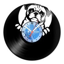 Relógio De Parede Disco Vinil Animais - Pug Esperto - VAN-193