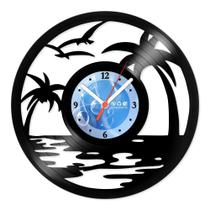 Relógio De Parede Disco Vinil Diversos - Praia e Coqueiro - VDI-197