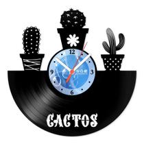 Relógio De Parede Disco Vinil Diversos - Vasos Cactos - VDI-343
