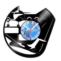 Relógio De Parede Disco Vinil Escritório - Aviões Executivos - VEC-017
