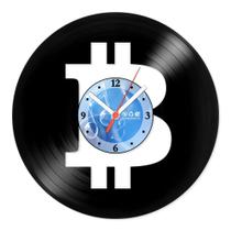 Relógio De Parede Disco Vinil Escritório - Moeda Bitcoin - VEC-024