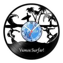 Relógio De Parede Disco Vinil Esportes - Vamos Surfar - VES-196