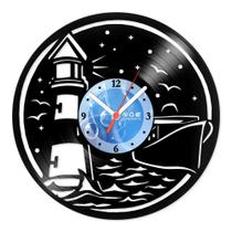 Relógio De Parede Disco Vinil Infantil - Barco e Farol - VIN-032