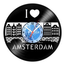 Relógio De Parede Disco Vinil Lugares - I Love Amstedam - VLU-011
