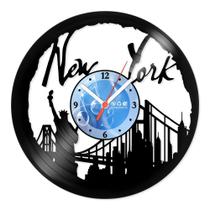 Relógio De Parede Disco Vinil Lugares - New York Style - VLU- 040