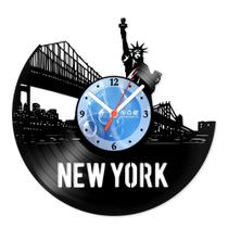 Relógio De Parede Disco Vinil Lugares - New York - VLU-041