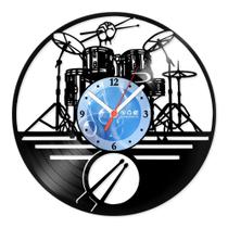Relógio De Parede Disco Vinil Música - Bateria - VMU-007 Relógio De Parede Disco Vinil Música - Bateria - VMU-007