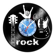 Relógio De Parede Disco Vinil Música - Mão Chifrada Rock - VMU-023