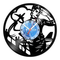 Relógio De Parede Disco Vinil Profissões - Aeromoça - VPR-053