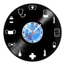 Relógio De Parede Disco Vinil Profissões - Enfermagem - VPR-024