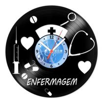 Relógio De Parede Disco Vinil Profissões - Enfermagem - VPR-077 Relógio De Parede Disco Vinil Profissões - Enfermagem - VPR-077