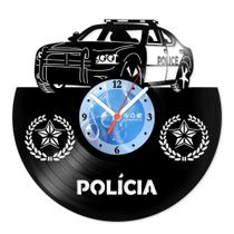 Relógio De Parede Disco Vinil Profissões - Viatura de Polícia - VPR-091