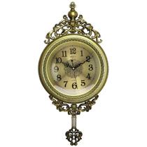 Relógio De Parede Dourado Com Pendulo Decorativo Badalo - Gici Decor