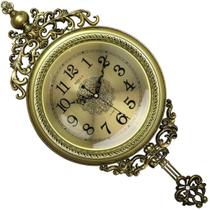 Relógio De Parede Dourado Com Pendulo Decorativo Badalo