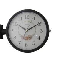 Relógio de Parede Dupla Face Estação Preto 32,5x26,5x8,4cm