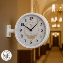 Relógio de Parede Dupla Face Vintage Retrô Branco Luxo Estilo Estação de Trem Decorativo Grande 26 cm 2 Máquinas Relógio