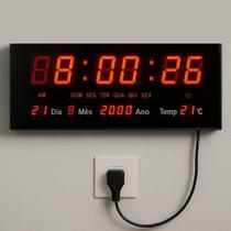 Relógio de Parede e Mesa Grande LED Digital Calendário Temperatura Data e Hora Ideal