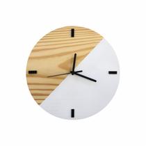 Relógio de Parede em Madeira Escandinavo Duo Branco 28cm - Edward Clock