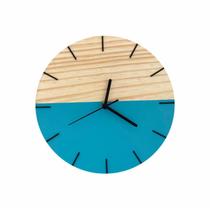 Relógio De Parede Em Madeira Minimalista Azul E Preto 28Cm