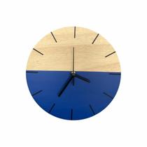 Relógio De Parede Em Madeira Minimalista Azul Netuno 28Cm