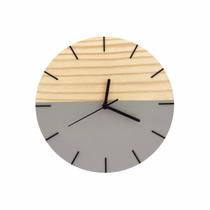 Relógio De Parede Em Madeira Minimalista Cinza Claro 28Cm