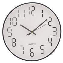 Relógio De Parede em Plástico 30,5x4cm Preto e Branco Lyor