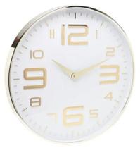 Relógio de Parede em Plástico Branco e Dourado 25x4cm - Lyor