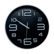 Relógio de Parede em Plástico Preto com Branco 25x4cm 2747 - Lyor