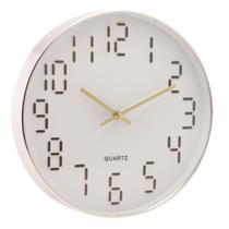 Relógio de Parede em Plástico Quartz Branco com Dourado 30,5cm x 4,3cm - Lyor Relógio de Parede em Plástico Quartz Branco com Dourado 30,5cm x 4,3cm - Lyor