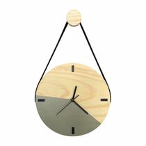 Relógio de Parede Escandinavo Cinza Concreto com Alça 28cm