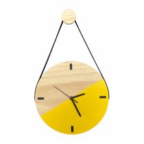 Relógio de Parede Escandinavo Duo Amarelo com Alça 28cm