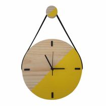 Relógio De Parede Escandinavo Duo Amarelo Com Alça 28Cm