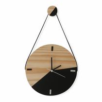 Relógio De Parede Escandinavo Duo Preto Com Alça 28Cm - Edward Clock