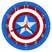 Relógio De Parede Escudo Capitão América Decorar