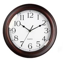 Relogio de parede estilo madeira 30cm decorativo casa sala vintage analogico redondo escritorio retro