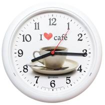 Relógio de Parede Eurora Branco Redondo Café 6586-21