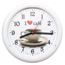 Relógio De Parede Eurora Branco Redondo Café 6586-21