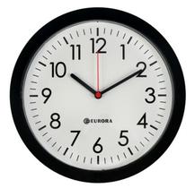 Relógio De Parede Eurora Preto Com Mostrador Branco