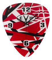 Relógio de Parede EVH Formato Palheta Vermelho Branco Preto 28x23 cm