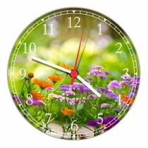 Relógio De Parede Flores Jardim Paisagens Gg 50 Cm G010 - Vital Quadros Do Brasil