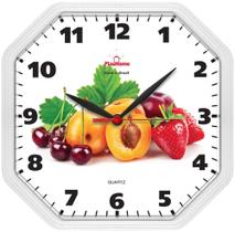 Relógio de Parede Gama Branco Fruta Oitavado Plashome Cozinha Sala Escritório