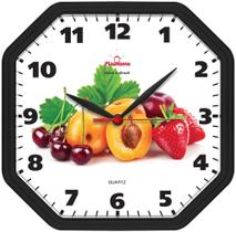Relógio de Parede Gama Preto Fruta Oitavado Plashome Cozinha Sala Escritório Relógio de Parede Gama Preto Fruta Oitavado Plashome Cozinha Sala Escritório