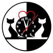 Rélógio de Parede Gato Preto e Branco Decoração MDF Rélógio de Parede Gato Preto e Branco Decoração MDF