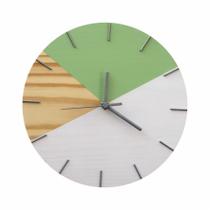 Relógio De Parede Geométrico Em Madeira Branco E Verde Dolar